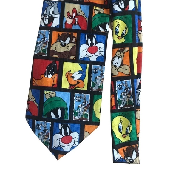 Vintage Looney Tunes Stamp Collection Tie 1997 Warner Bros - Picture 3 of 5